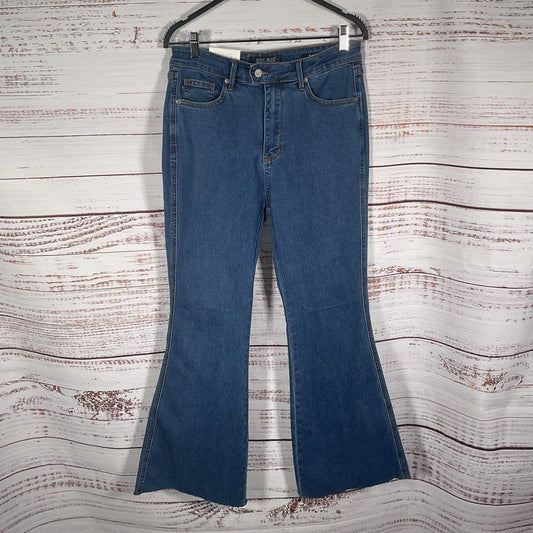 Judy Blue Raw Hem Medium Wash Blue Denim Flare Jeans - Size 30