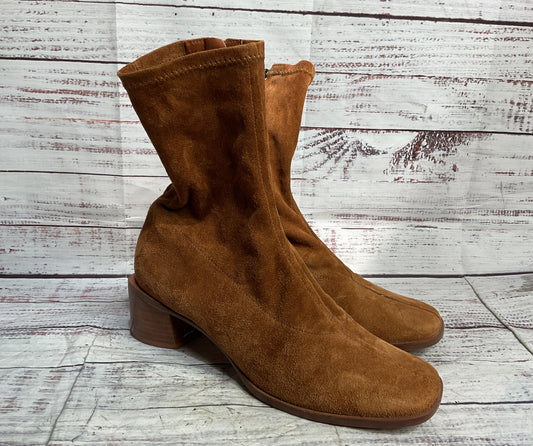 Reformation Louie Suede Stretch Sock Boots Tan 6.5