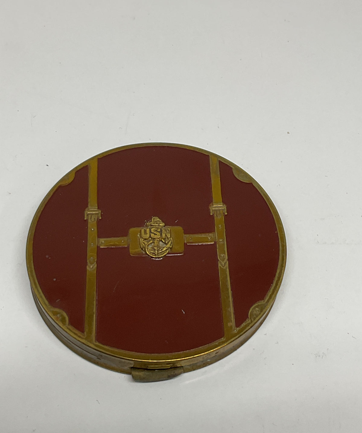 Vintage United States Navy Usn Makeup Compact Case With Mirror AS IS