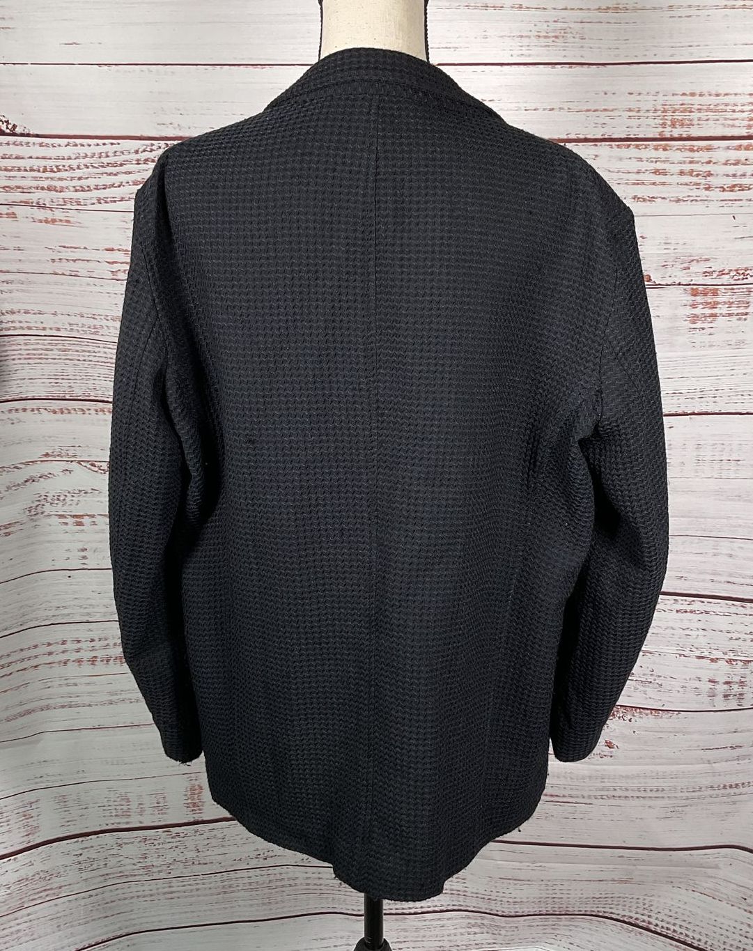 Armani Collezioni Waffle Knit Blazer Black 48 US 58 ITA