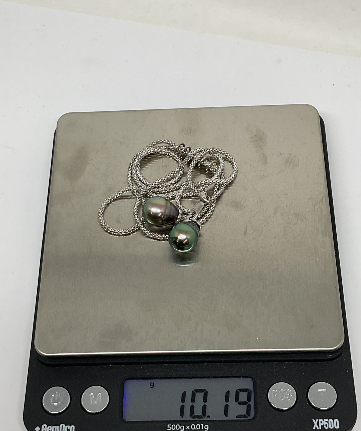 SAK Italy 14K White Gold Necklace with Two Cultured Pearls