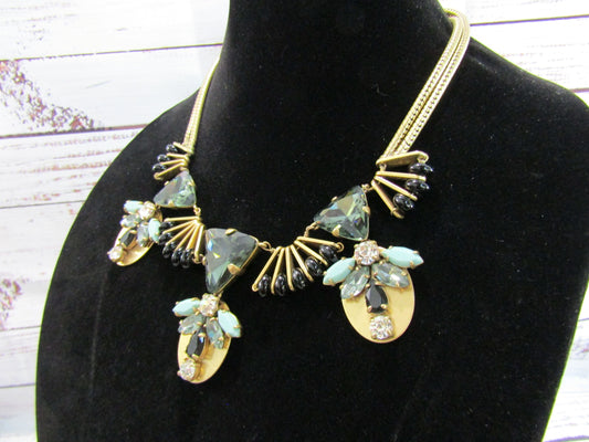 J. Crew Fanned Resin Rhinestone Statement Pendant Necklace