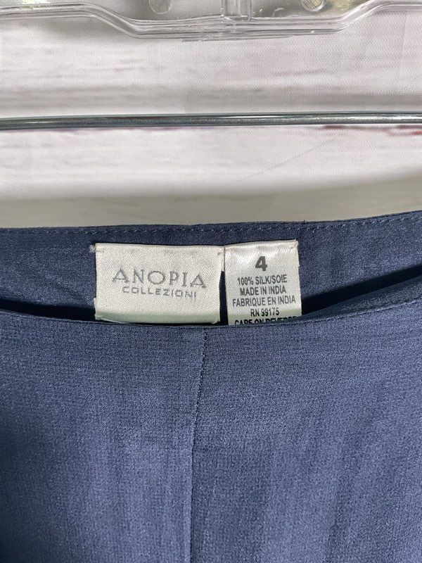 Anopia Collezioni Women's Navy Blue 100% Silk Pants Size 4