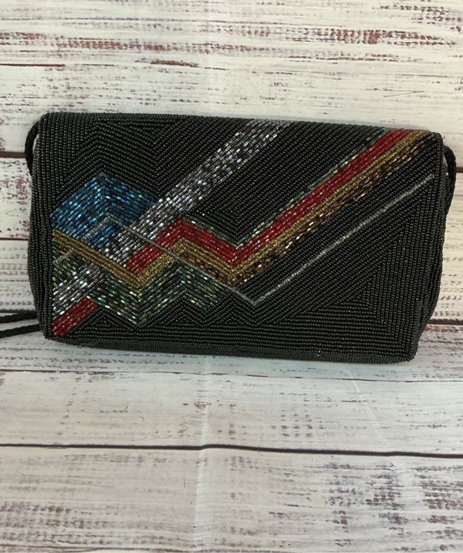 Women's Vintage Bonwit Teller Black Beaded Handbag