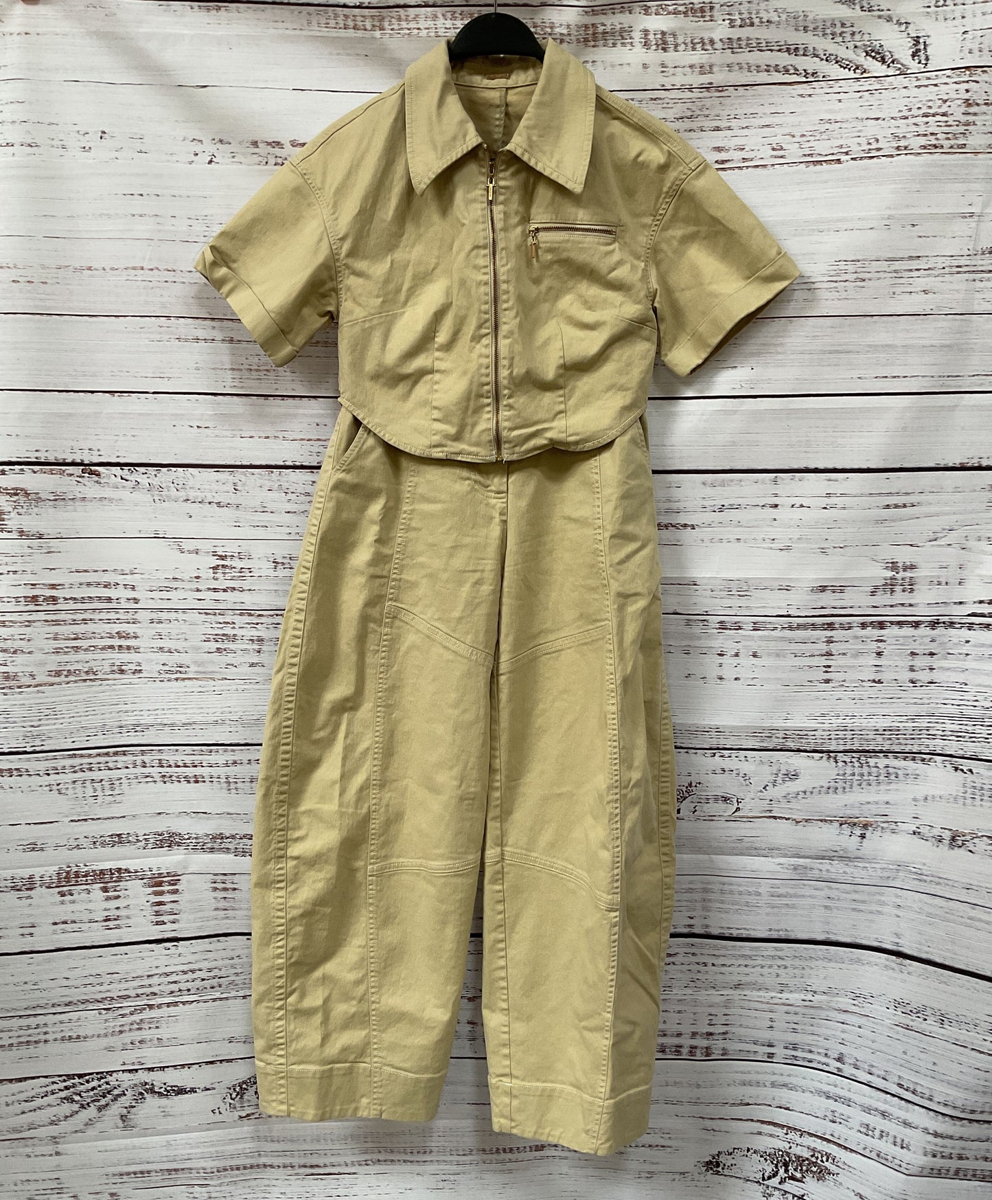 Cult Gaia Quinn Cropped Top Jessa Cargo Trousers Set Beige XS
