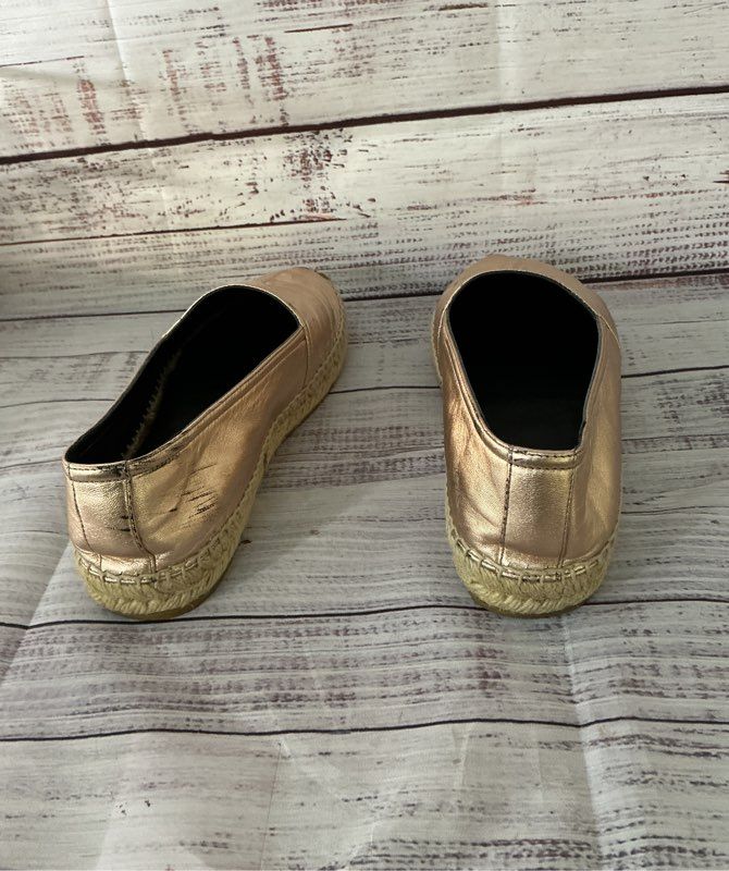 Saint Laurent Logo Metallic espadrilles Color Rose Metal Blush AS IS Retail $750