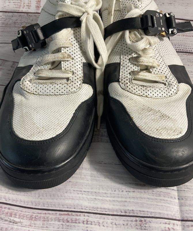 1017 ALYX 9SM Buckle Strap Black & White Leather Rubber Low Sneakers 45EU/12US