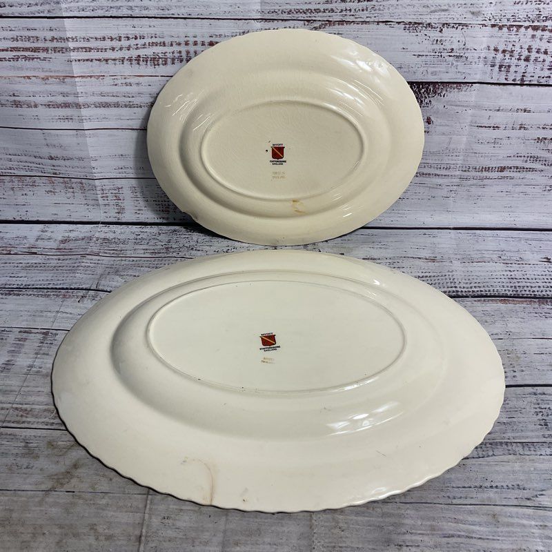 Myott Powder Blue 2 Pc Staffordshire Porcelain 10", 14" Serving Platter Set 5681
