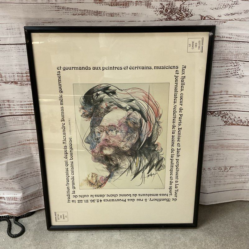 Vintage Raymond Moretti Tour De Montlhery French Restaurant Poster 40" Framed