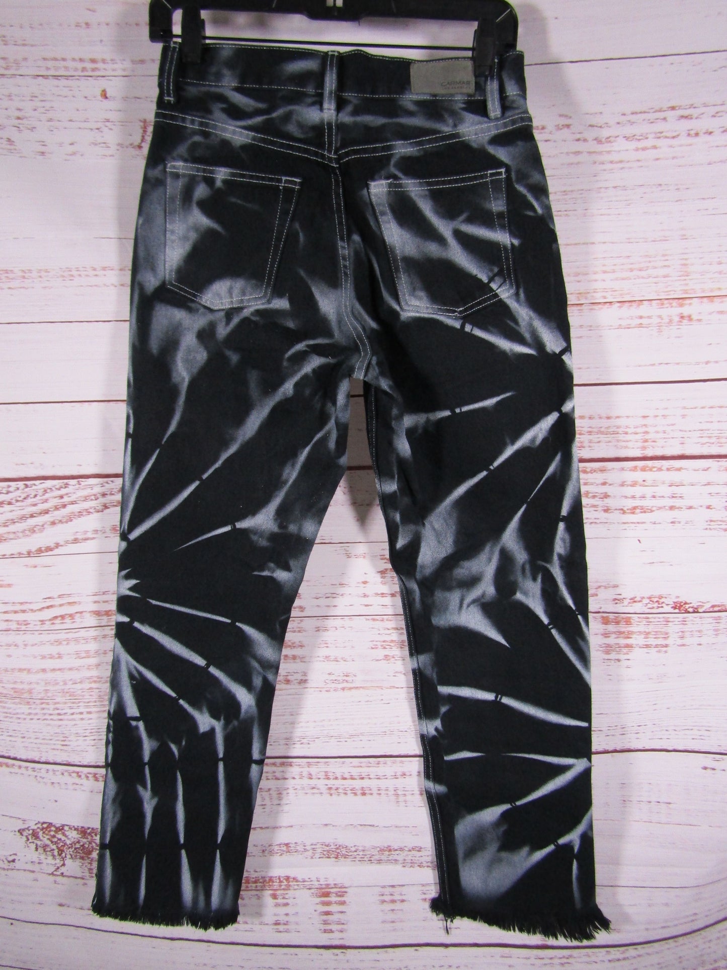 Carmar Women's Black Tie Dye Denim Boyfriend Jeans Size 27 Made in Los Angles