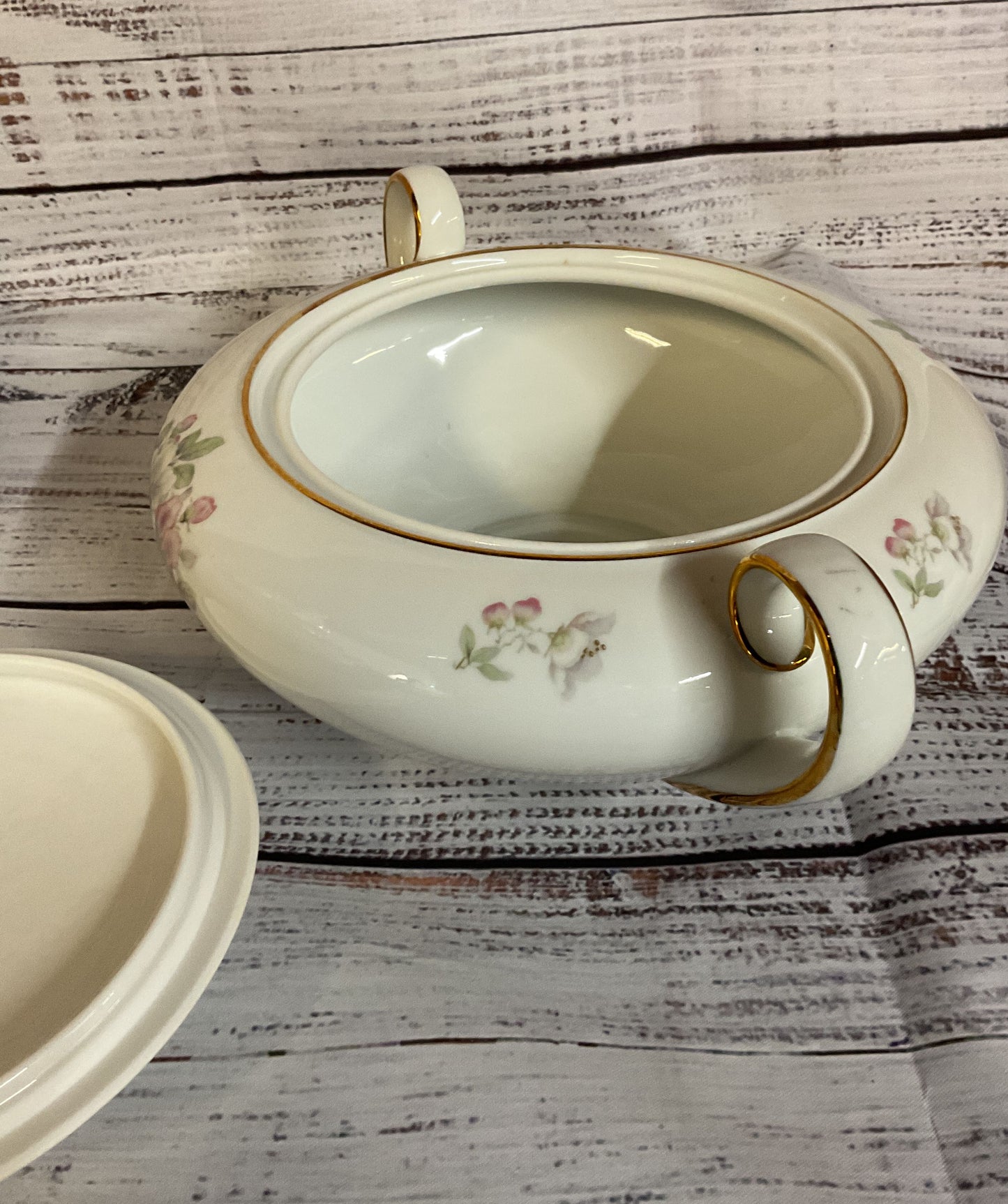 Vintage Tirschenreuth Bavaria Apple Blossom Porcelain Soup Tureen Germany