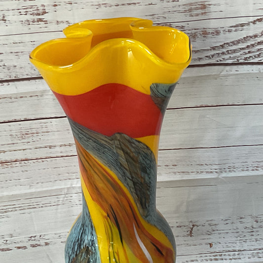 Signed 2003 ALIKSONDRA Large 32" Swirl Art Glass Vase