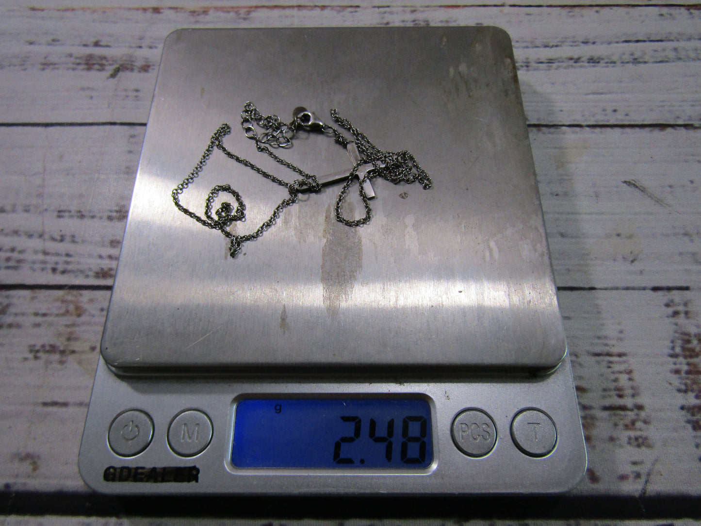 20 1/4" Sterling Silver Rolo Chain Cross Pendant Necklace