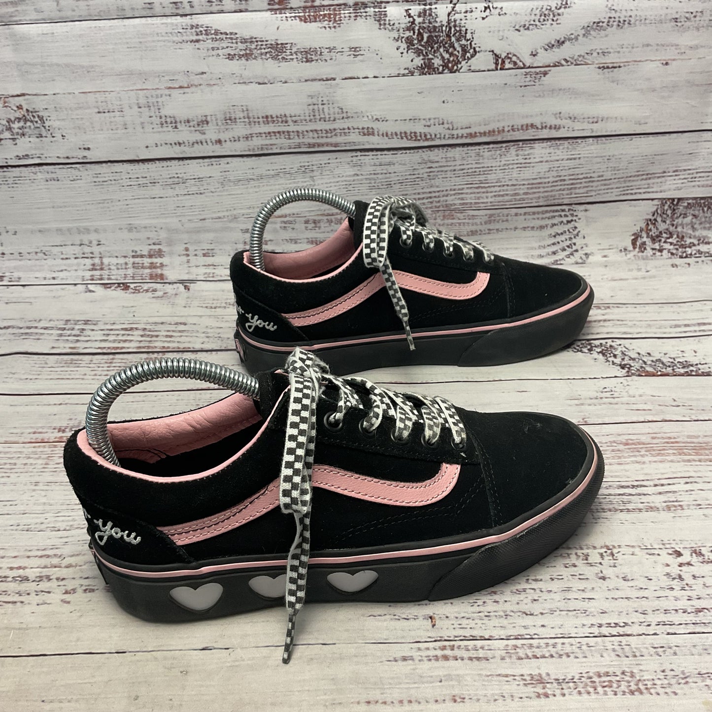 Vans x Lazy Oaf Black Pink Suede Sneaker Casual Shoe Size 6W 7.5M