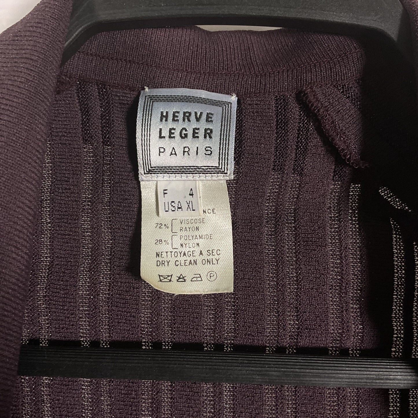 Herve Leger Purple Knit Rayon Nylon Cardigan - Size XL