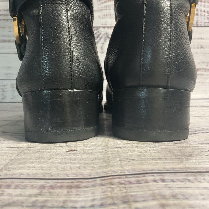 Tory Burch Black Leather Amanda Knee High Side Zip Riding Boot Women's 8.5