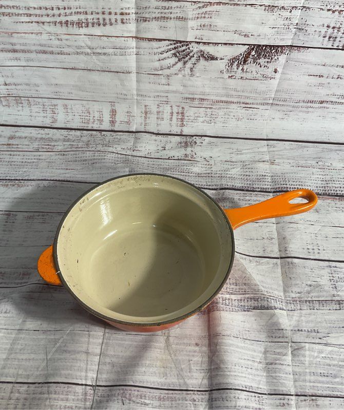 Vintage Le Creuset France #18 Sauce Pan Pot Orange Enamel France-No Lid