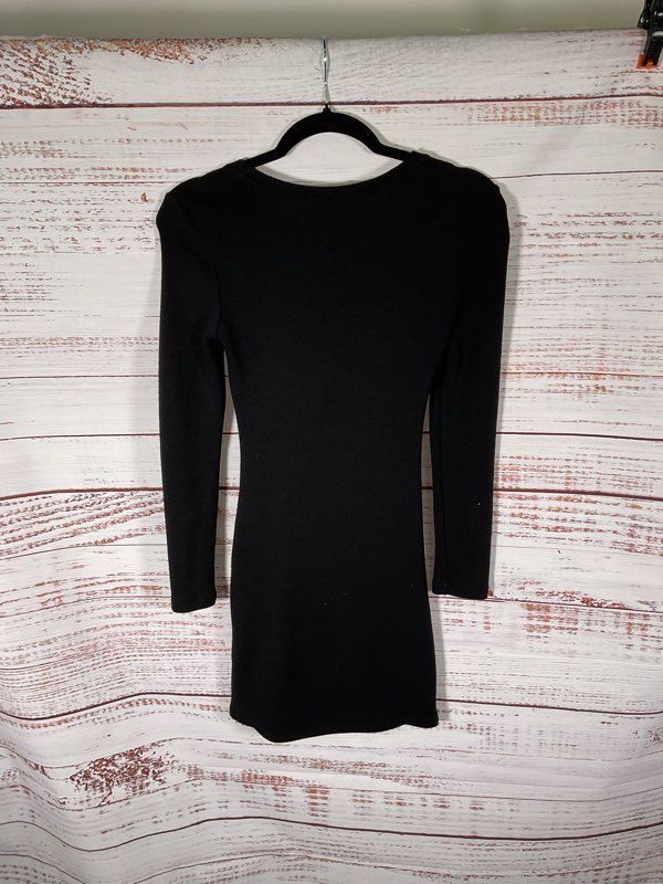 IRO Aenor Bodycon Twisted Front Black Short Dress Size 34 Women's