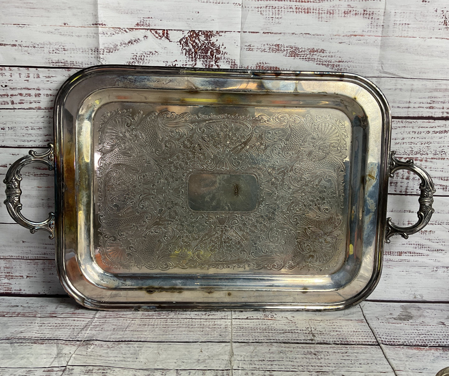 Marshall Field & Co. Silverware Vintage Engraved Serving Tray Silverplate