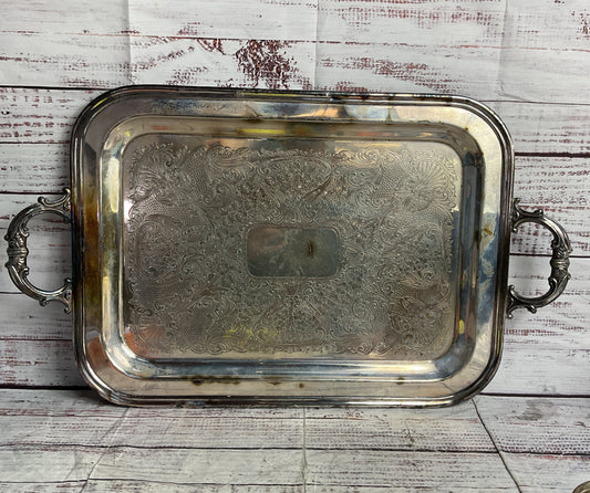 Marshall Field & Co. Silverware Vintage Engraved Serving Tray Silverplate