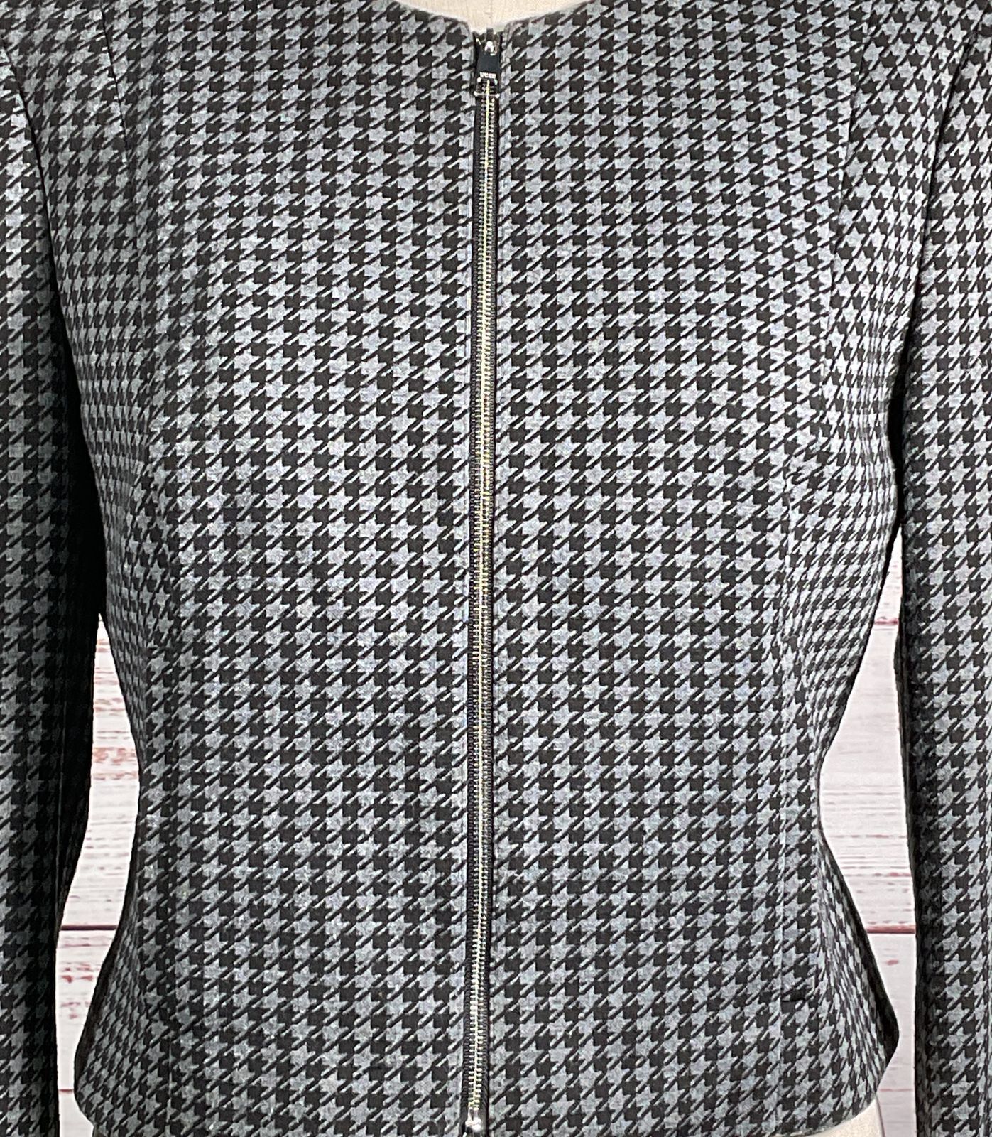 Boss Hugo Boss Houndstooth Print Jeanette Full Zip Jacket Gray 10