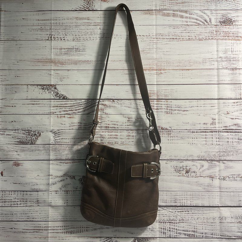 Coach 1452 Soft Duffle Brown Leather Shoulder Bag