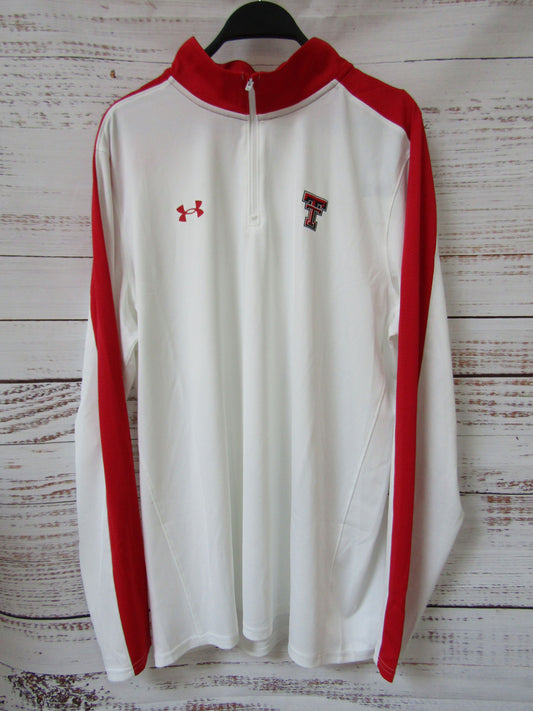 Under Armour Raider Texas Tech Men's White & Red 1/4 Zip Pullover Size XL