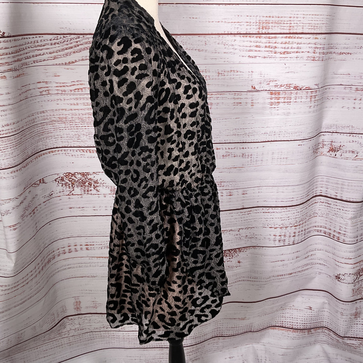 ZADIG & VOLTAIRE Women's Black Velvet & Sheer Cheetah Print Dress