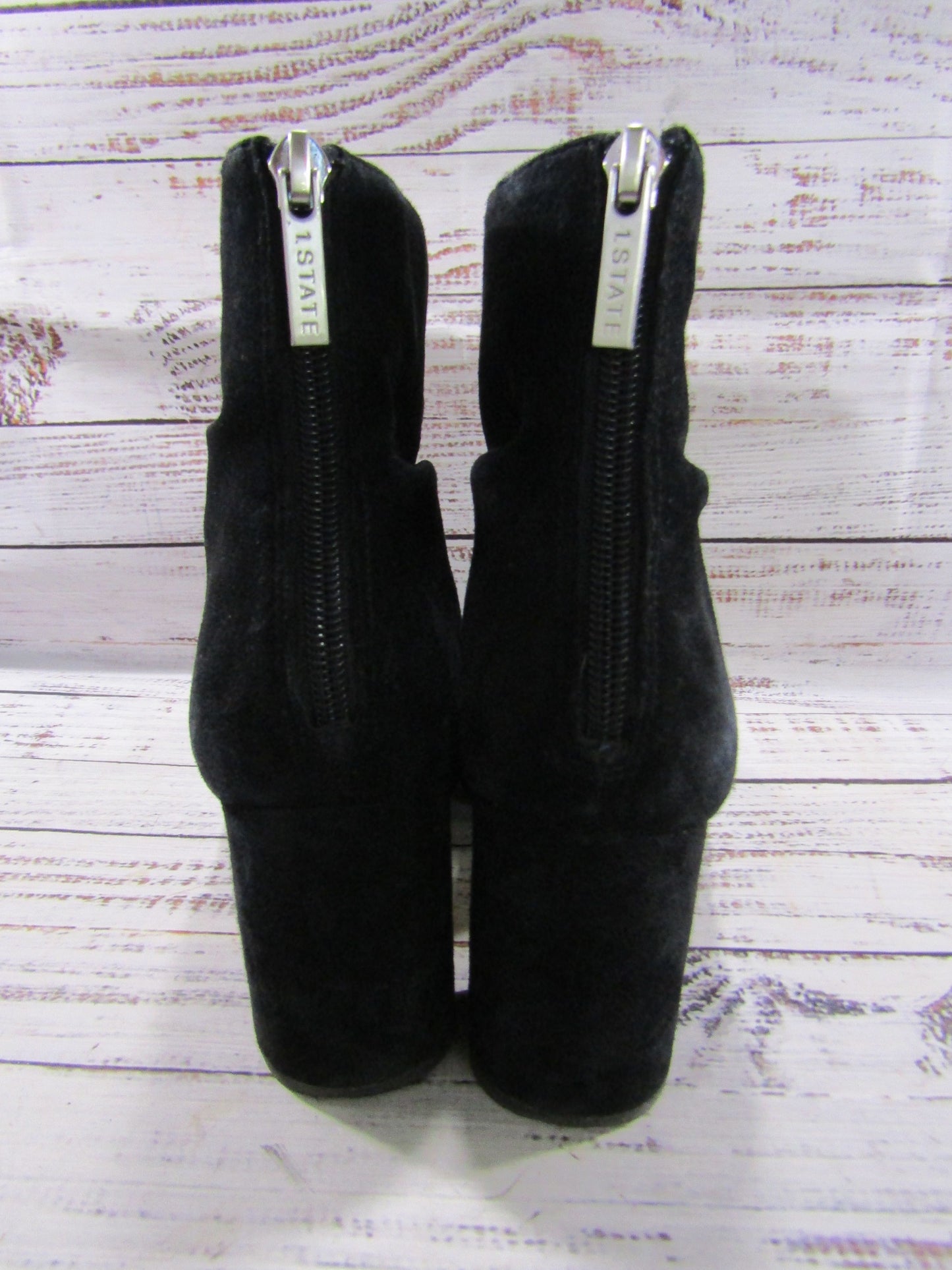 1.State Saydie Women's Black Suede Zip Ankle Boots Size 8