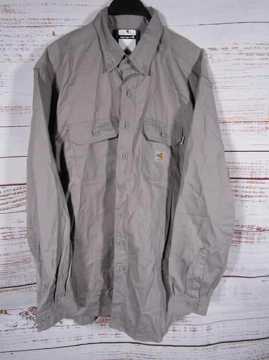 Carhartt Men's Gray Flame-Resistant Twill Shirt Size L