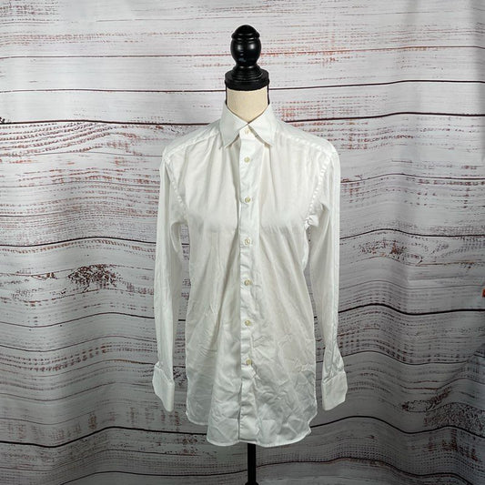 Eton White Twill Cotton Button Down Dress Shirt Dress Shirt - Size 39/15.5