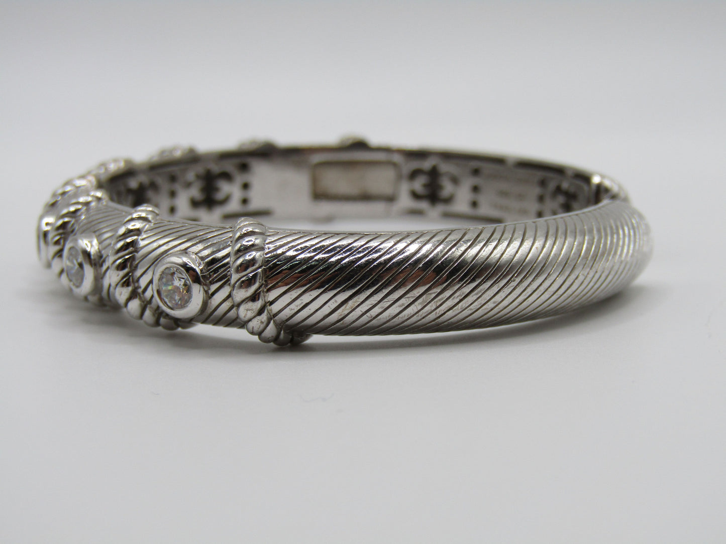 Judith Ripka Sterling Silver Cable Hinge Cuff Bracelet