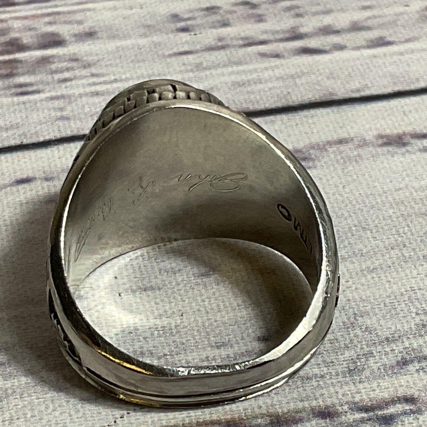 JOSTENS LTM Silver Tone & 10mm Lavender Sapphire Gorman Bishop Class Ring SZ 8.5