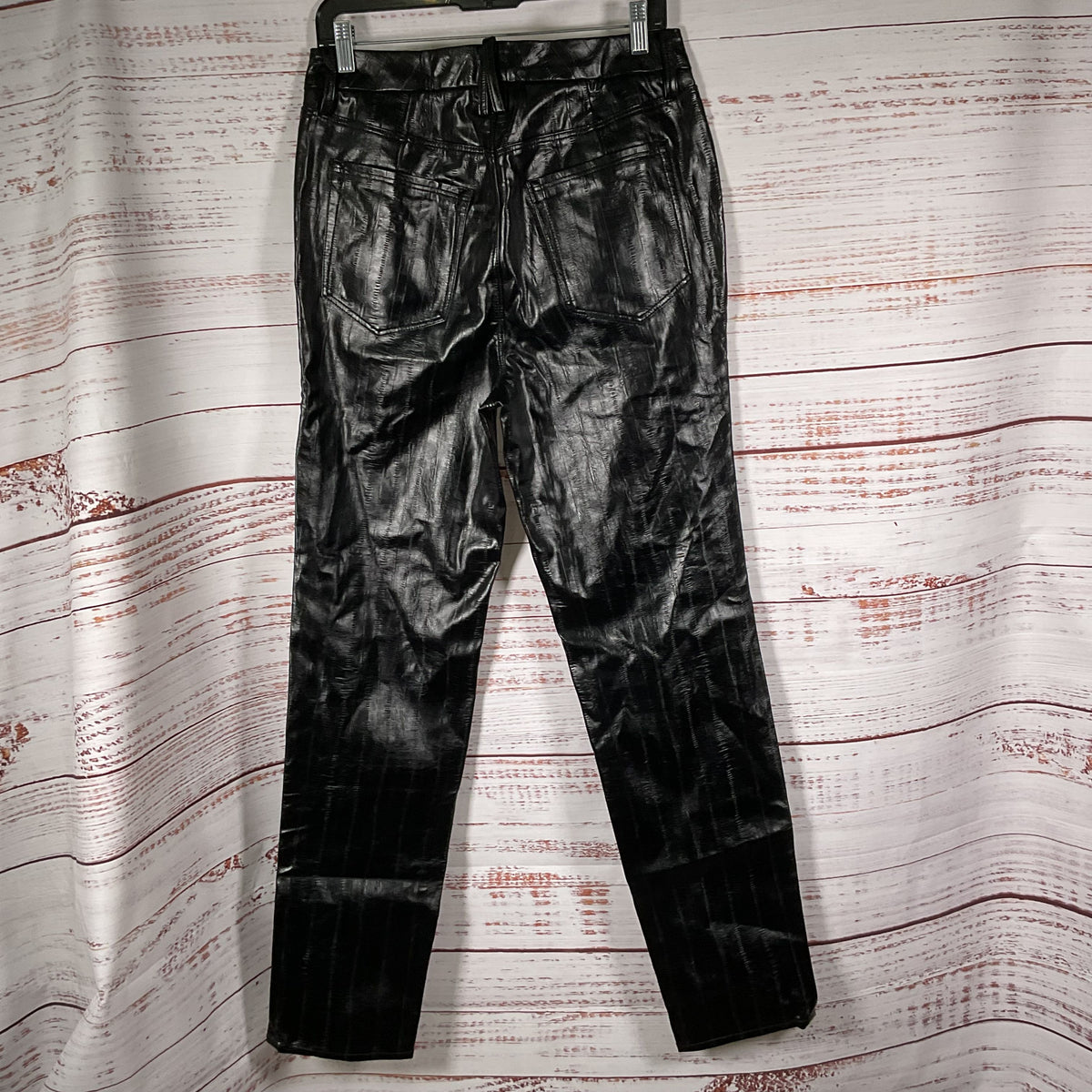 GOOD AMERICAN Women's Black Faux Textured Leather Pants- SZ 8/29
