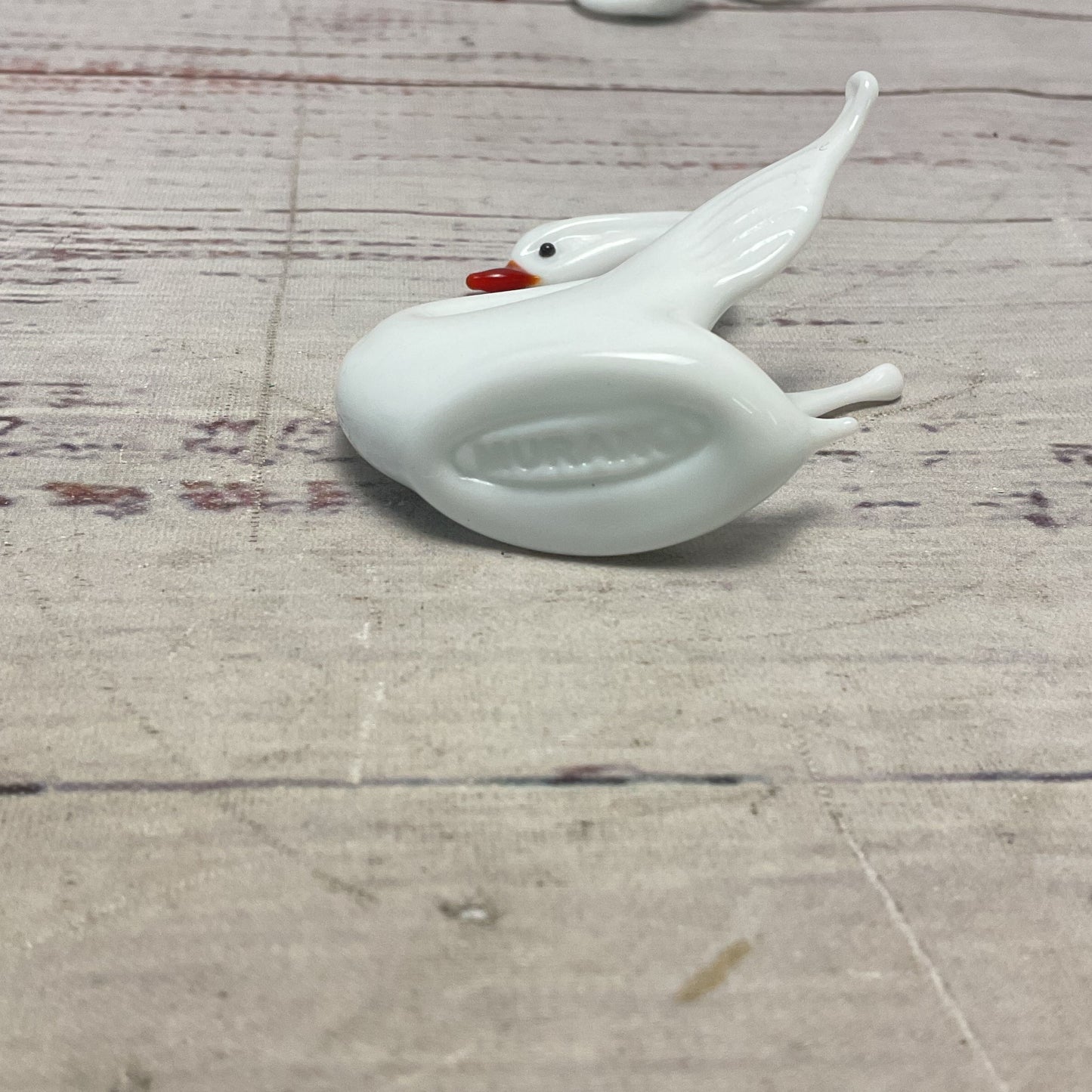 Murano White Hand Made Glass Swan Set Of 3miniature Figures