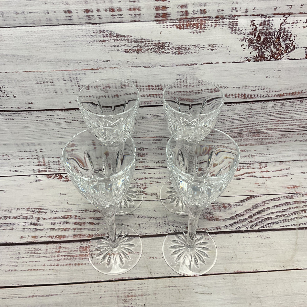 Waterford Lismore Clear Crystal 4 Pc Cordial Glasses 6.5"