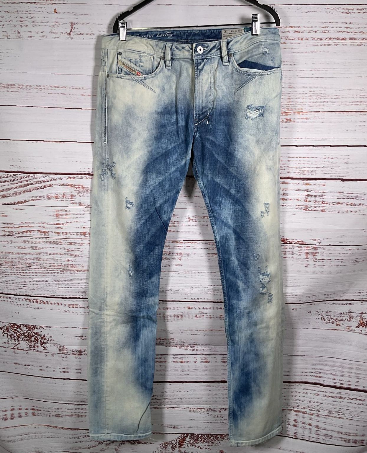 Diesel Shioner Distressed Bleached Jeans Blue W32 L32
