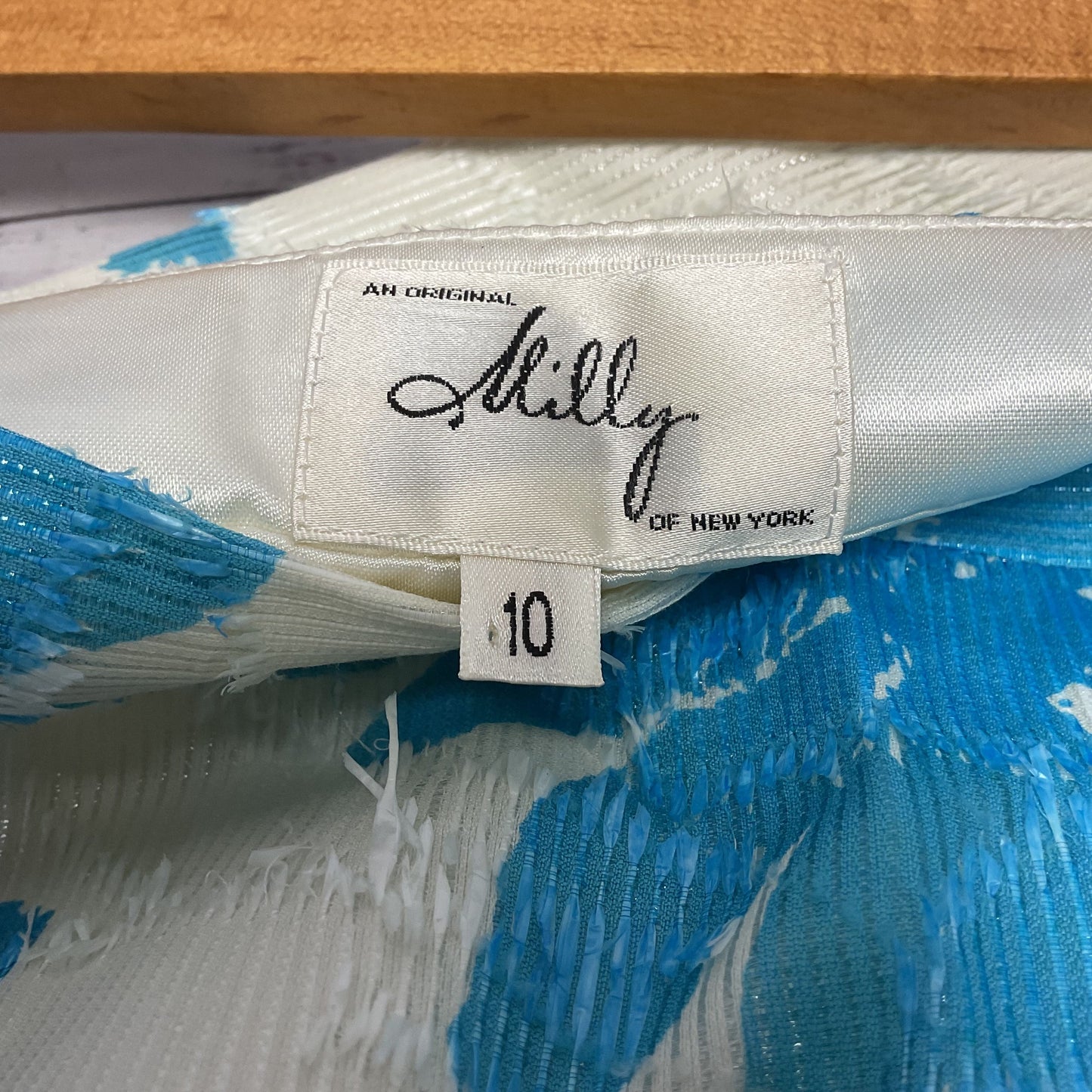 Milly Of New York White Blue Flora Pattern Skirt - Size 10