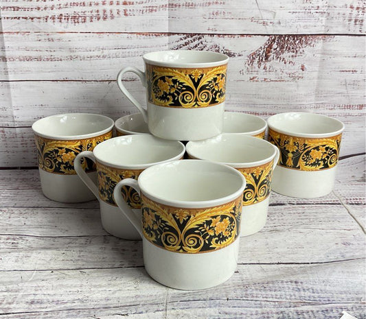 Lynns China Vintage Valetta 3.95" Fine China Set of 8 Coffee Cups Multicolor
