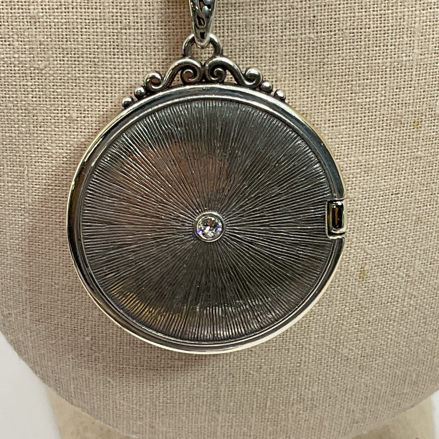 BRIGHTON Silver Tone Locket Pendant 38" Chain Necklace- (DAMAGED)