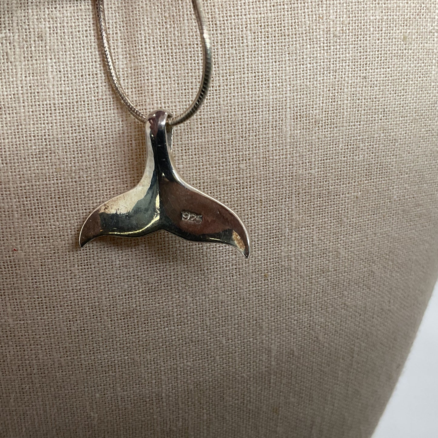 Sterling Silver & Abalone Shark Tail Pendant 22" Chain Necklace- 9.68