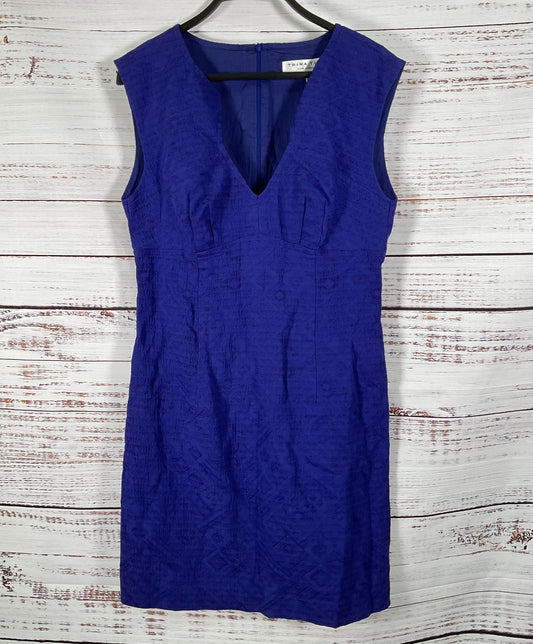 Trina Turk Women's Blue Cotton Linen Blend Sleeveless Sheath Dress Size 6