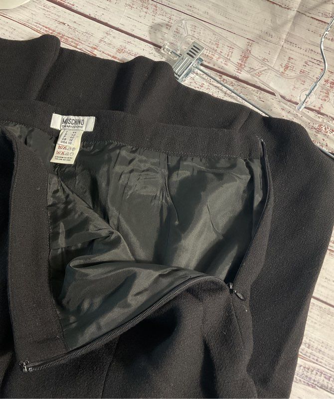 Moschino Cheap & Chic Women's Side Zip Pencil Skirt Black Wool Size 10 US