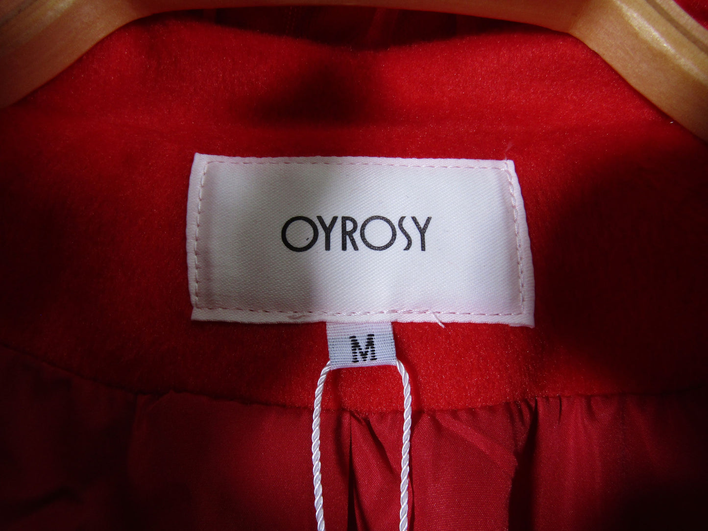 Oyrosy Women's Red Ruffled Stand-up Collar Rose Embroidered Jacket Size M