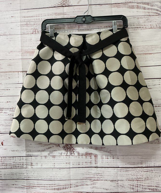 Women's Ted Baker London Belted Black and Beige Polka Dot Skirt Size 2/S