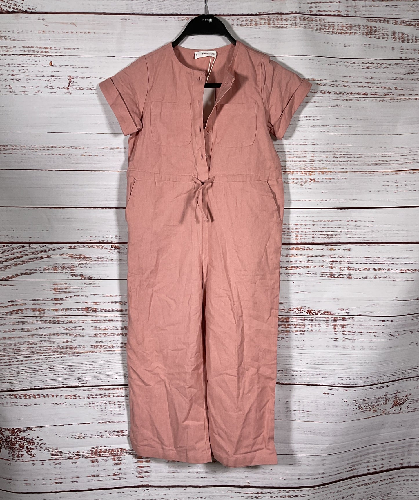 MNG Girls Bow Linen Jumpsuit Pink 7