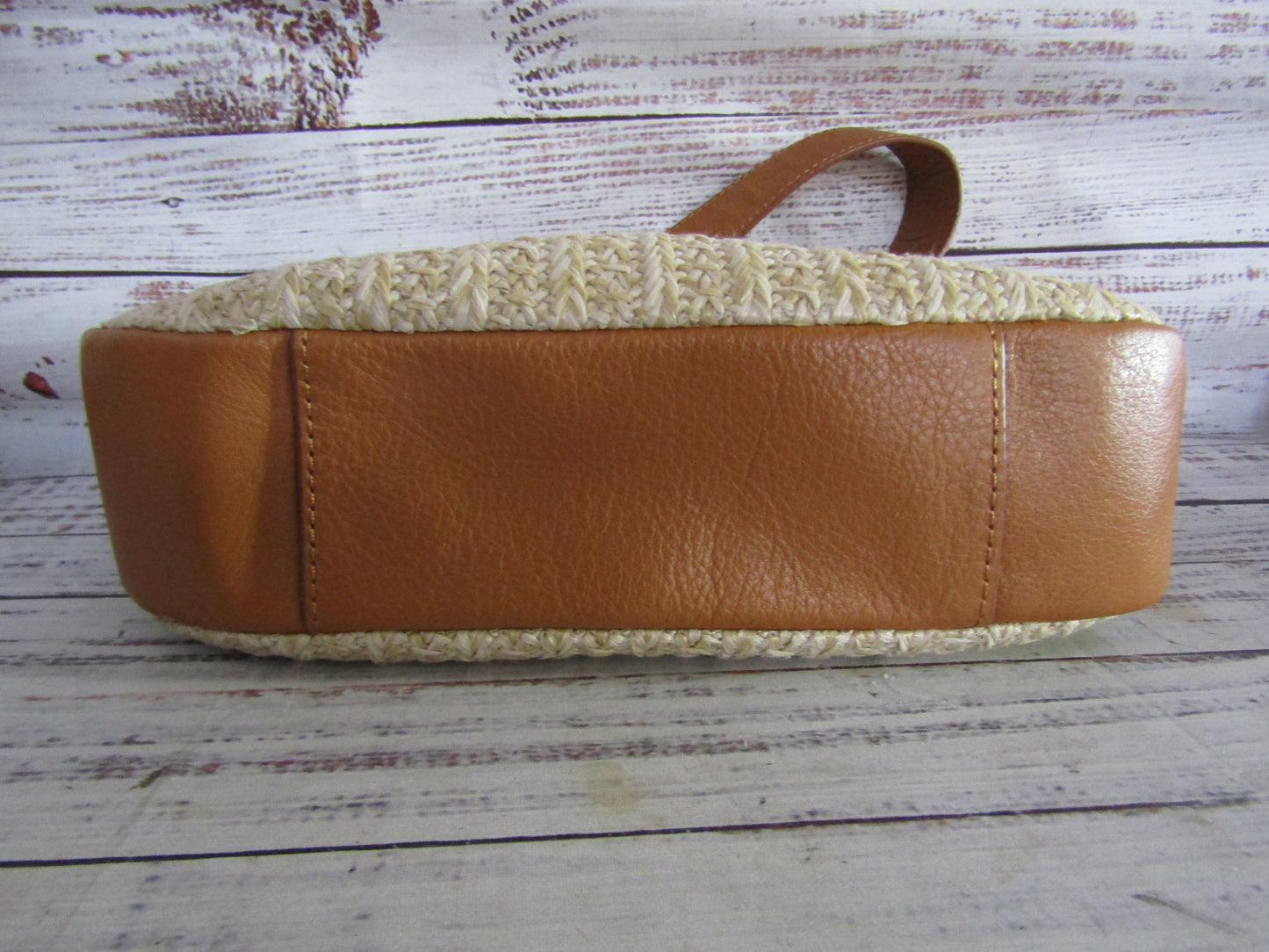 Mark & Graham Women's Beige Cotton Linen Blend Leather Trim Handbag