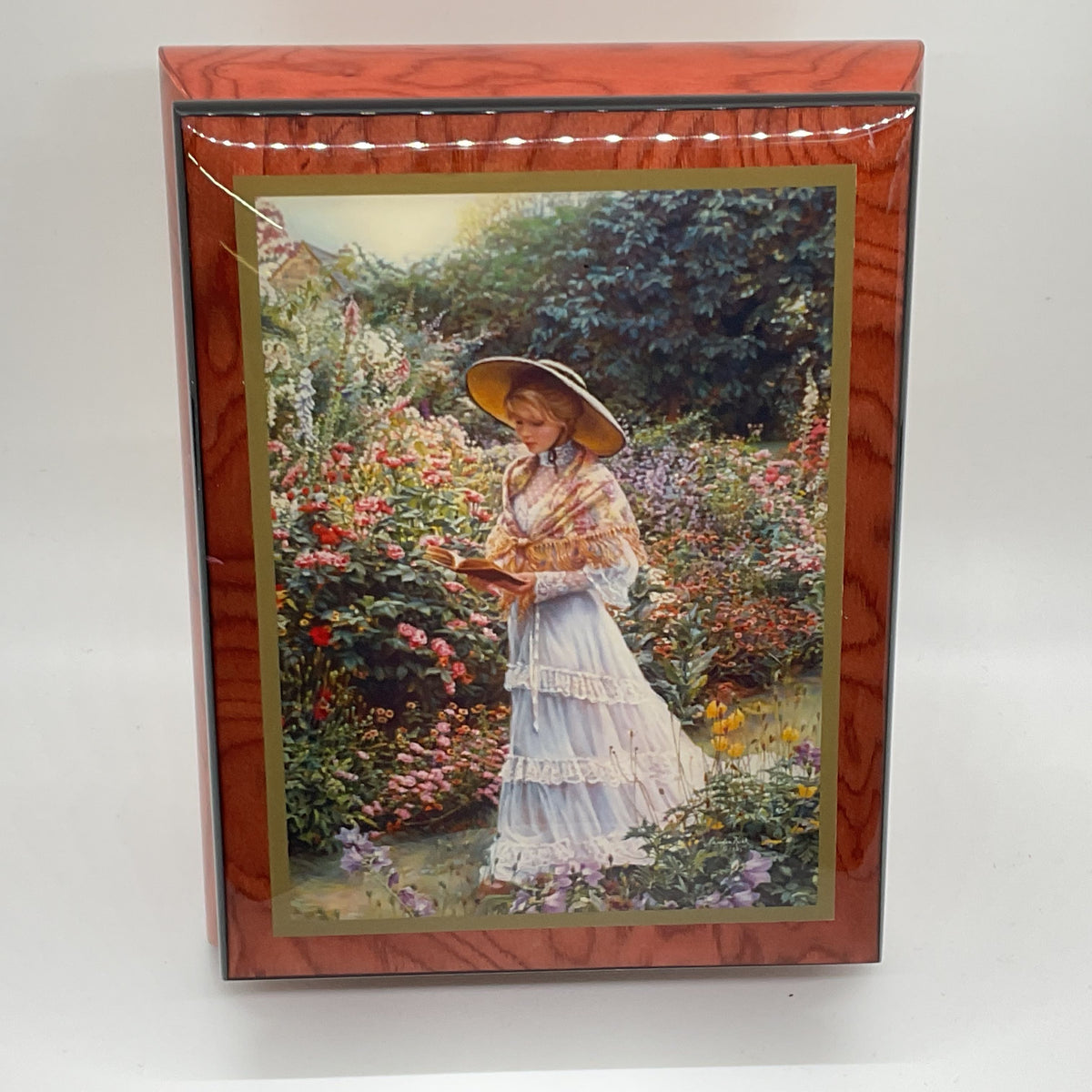 ERCOLANO by SANDRA KUCK "Quiet Garden" Wood Music Jewelry Box- 5.75" X 4.5"