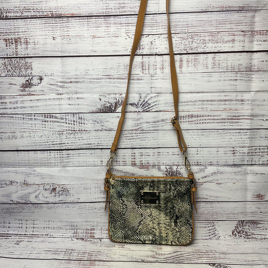 Bobby Schrandra Black Suede Gold Snake Skin Design Shoulder Bag Purse