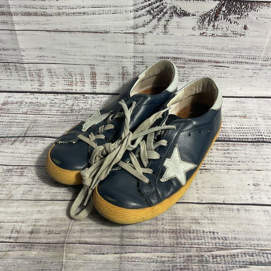 Golden Goose Navy Blue Leather Sneakers Unisex Kids 2Y US/34 IT
